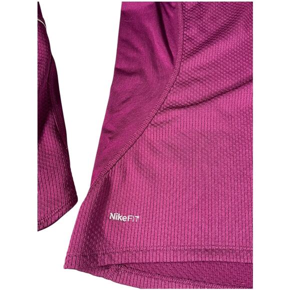 Nike Dri-Fit Women Medium Plum 3/4 Zip Running Pullover High Neck Active Workout - Picture 7 of 14